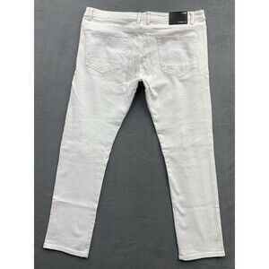 7 Souls +Denim Moto Jeans Mens 42X34 White Factory Destroyed Bikers Summer
